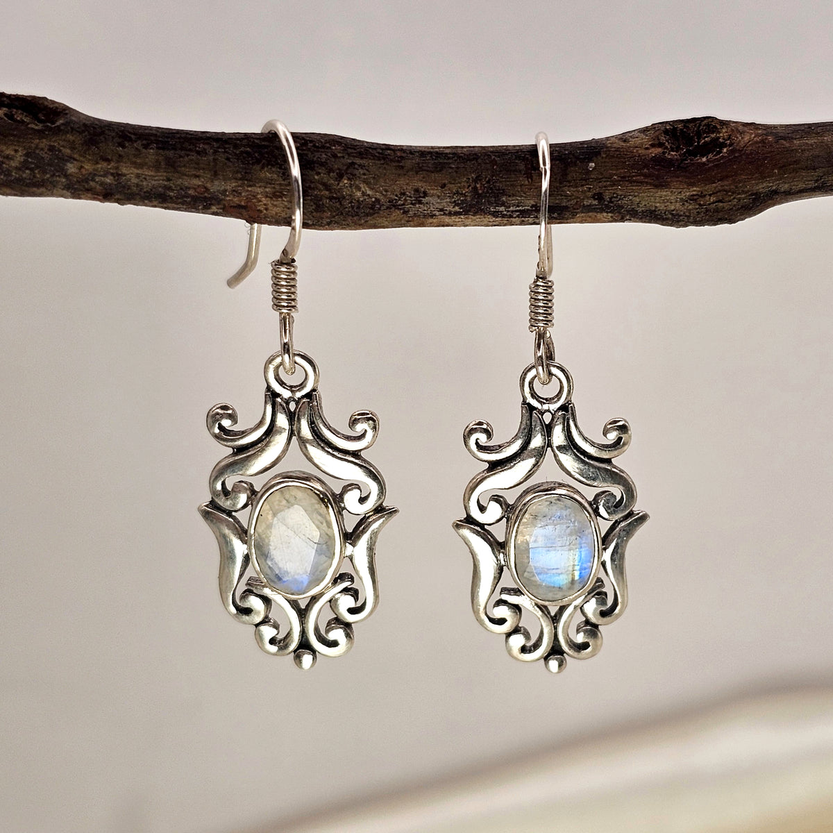 Moonstone Ornate Drop Earrings image 1