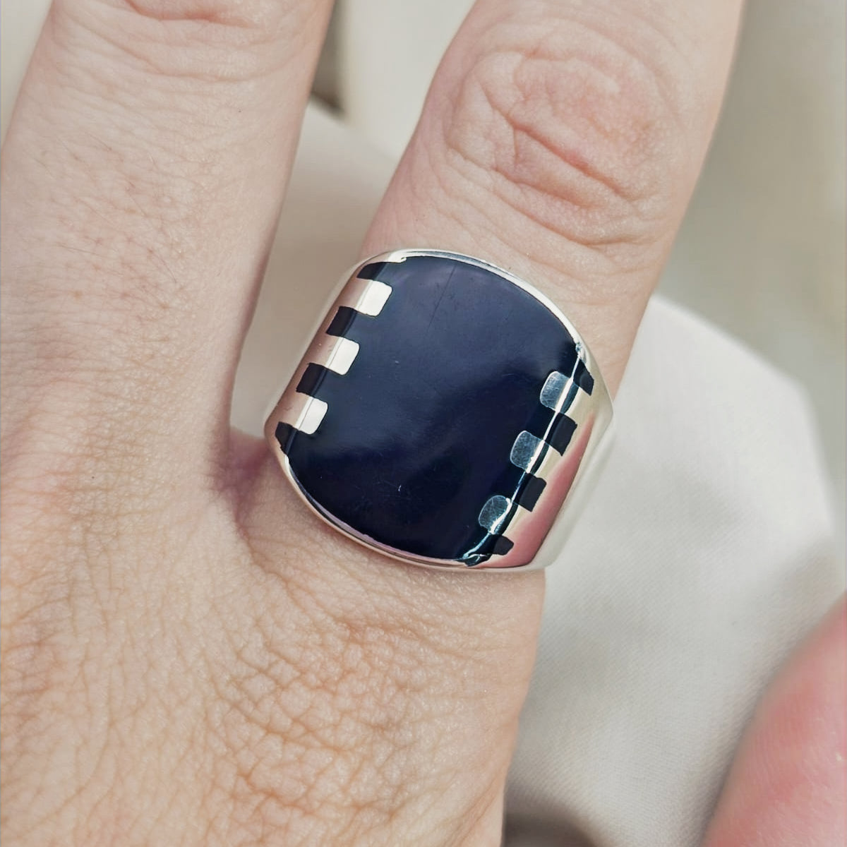 Blue Onyx Shield Ring image 1