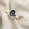 Black Onyx and Flower Opal Signet Ring image 0