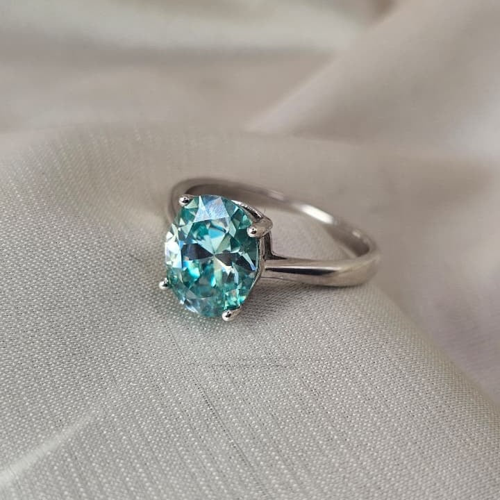 Blue Moissanite Ring