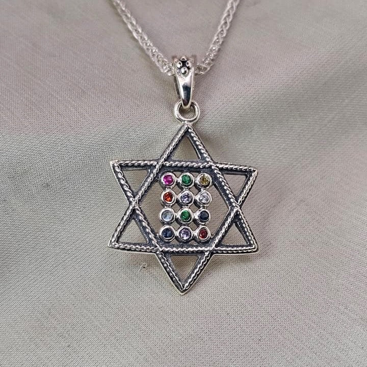 Star of David Pendant with Multicolour Cubic Zirconia