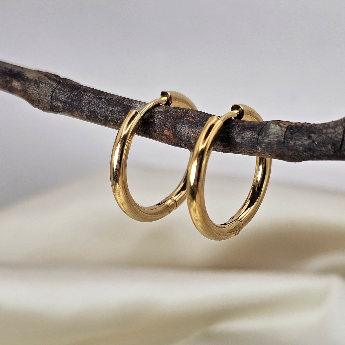 18k Gold Plated Stainless Steel Hoop Earrings