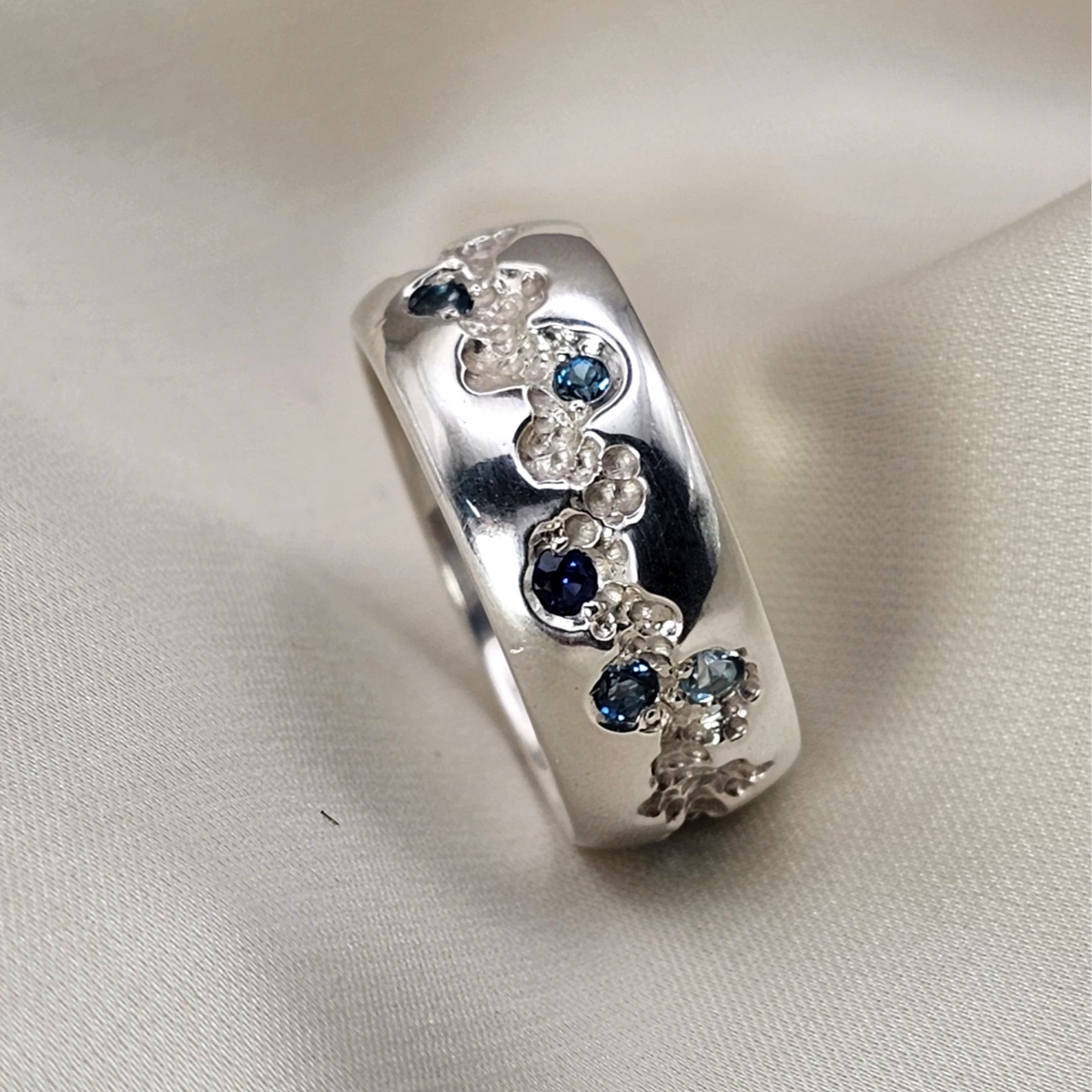 River Channel Ring with Sapphire and London Blue Topaz image 4