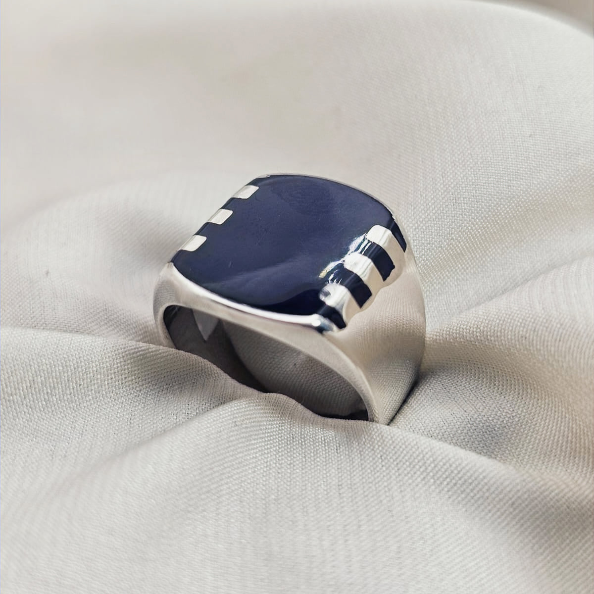 Blue Onyx Shield Ring image 2