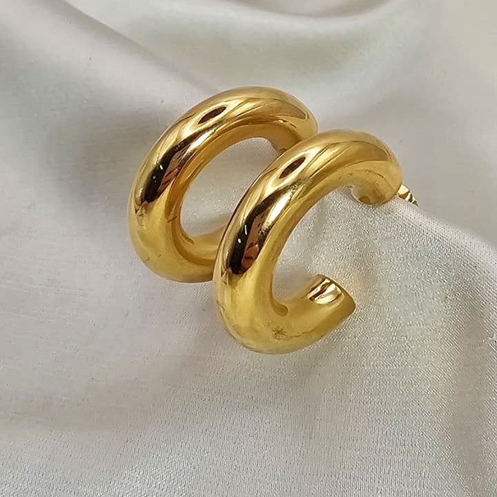 18k Gold Plated Stainless Steel Chunky Hoop Earrings