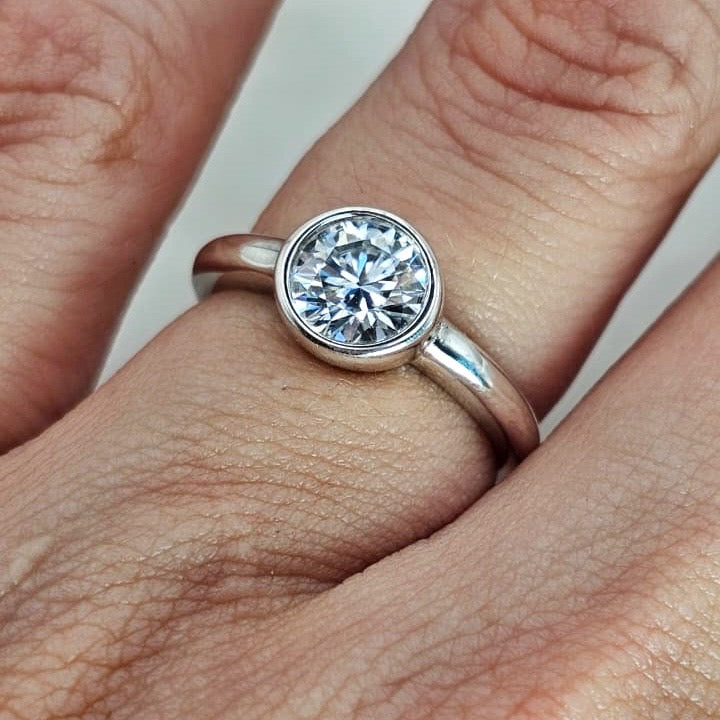Moissanite Bezel Ring