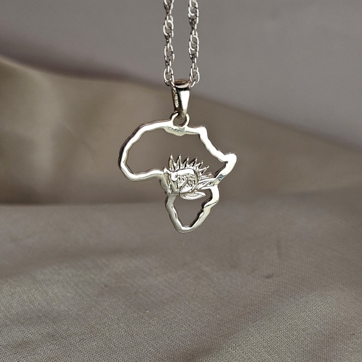 Protea Africa Outline Pendant