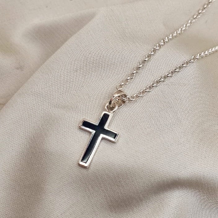 Black Enamel Cross Pendant