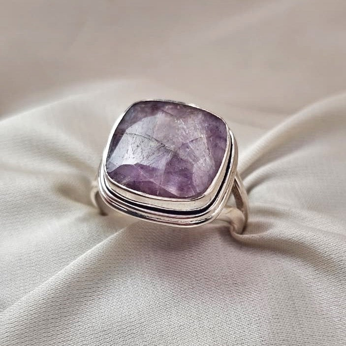 Grey Corundum Statement Ring