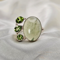 Prehnite & Three Stone Peridot Ring image 0