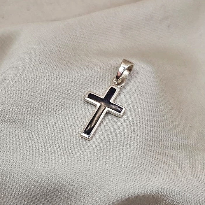 Black Enamel Cross Pendant