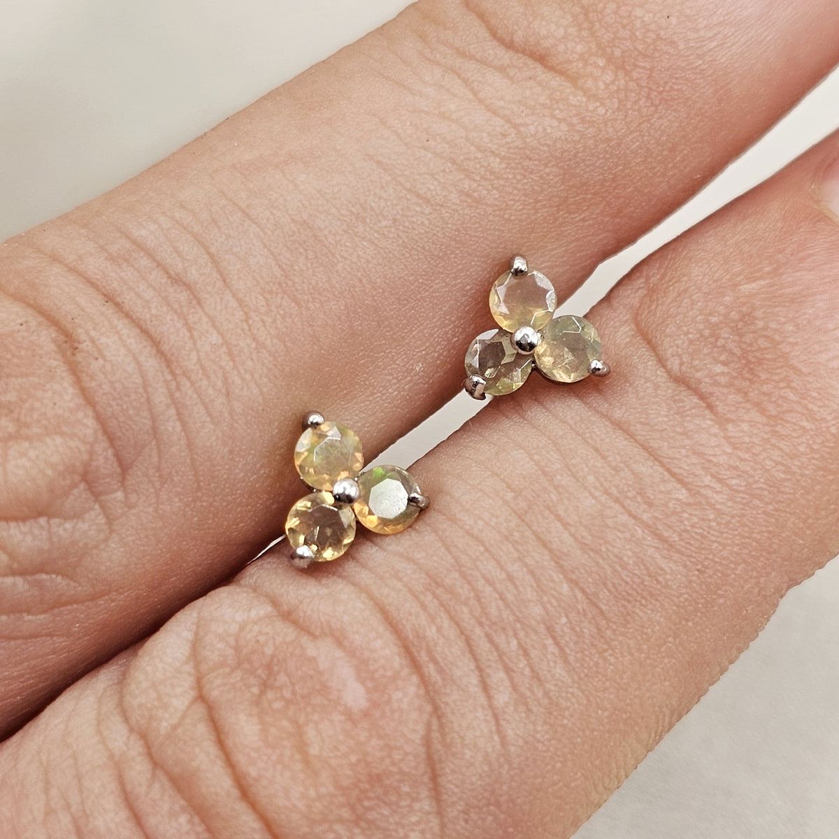 Opal Cluster Stud Earrings