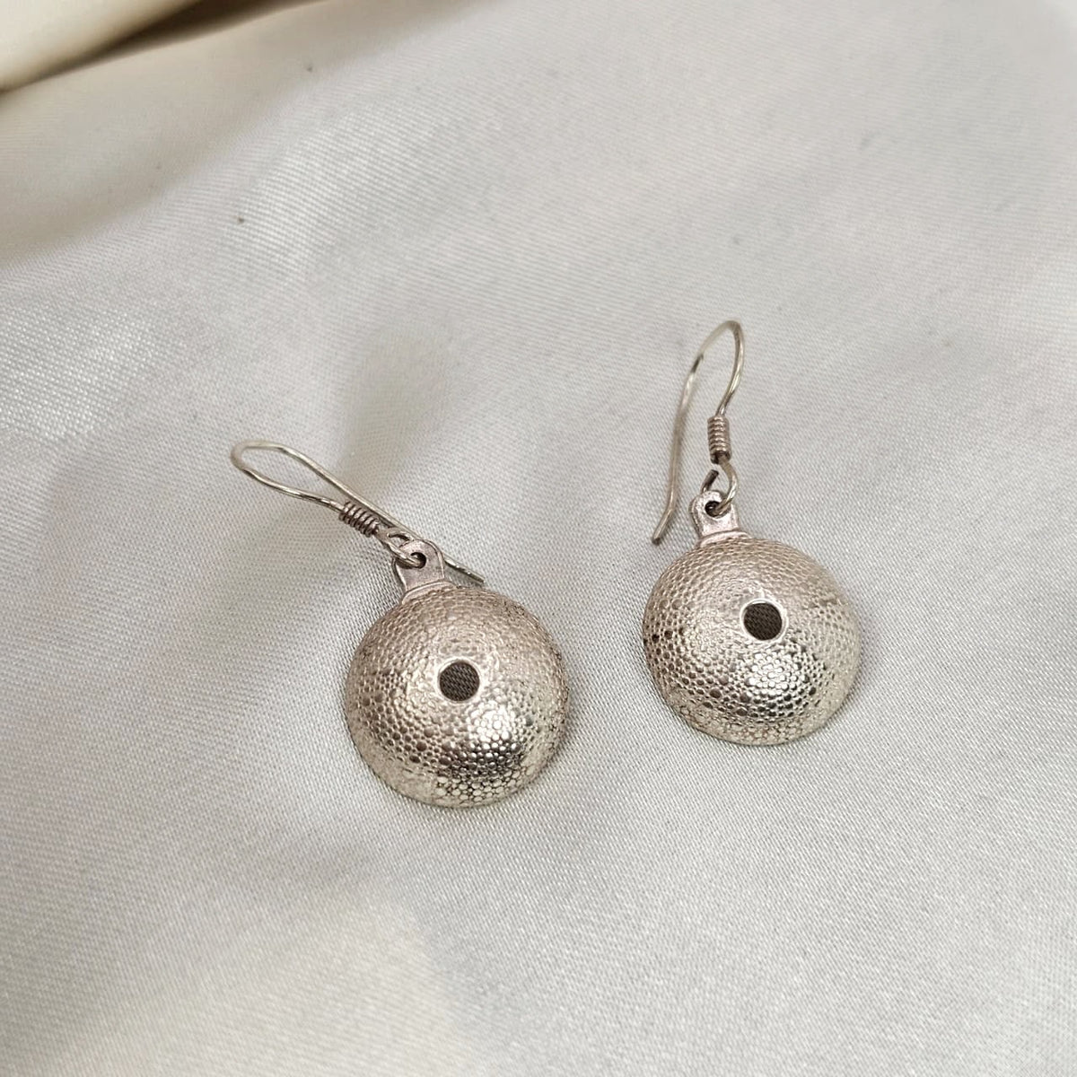 Textured Sea Urchin Shell Drop Earrings