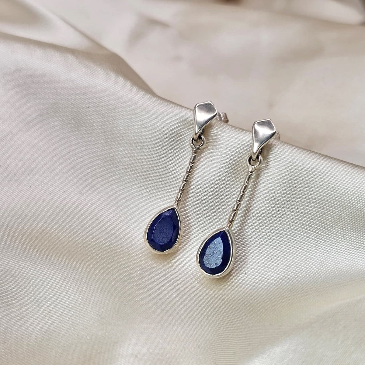Lapis Lazuli Teardrop Chain Earrings