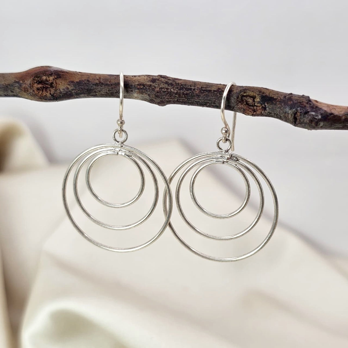 Triple Concentric Circle Drop Earrings