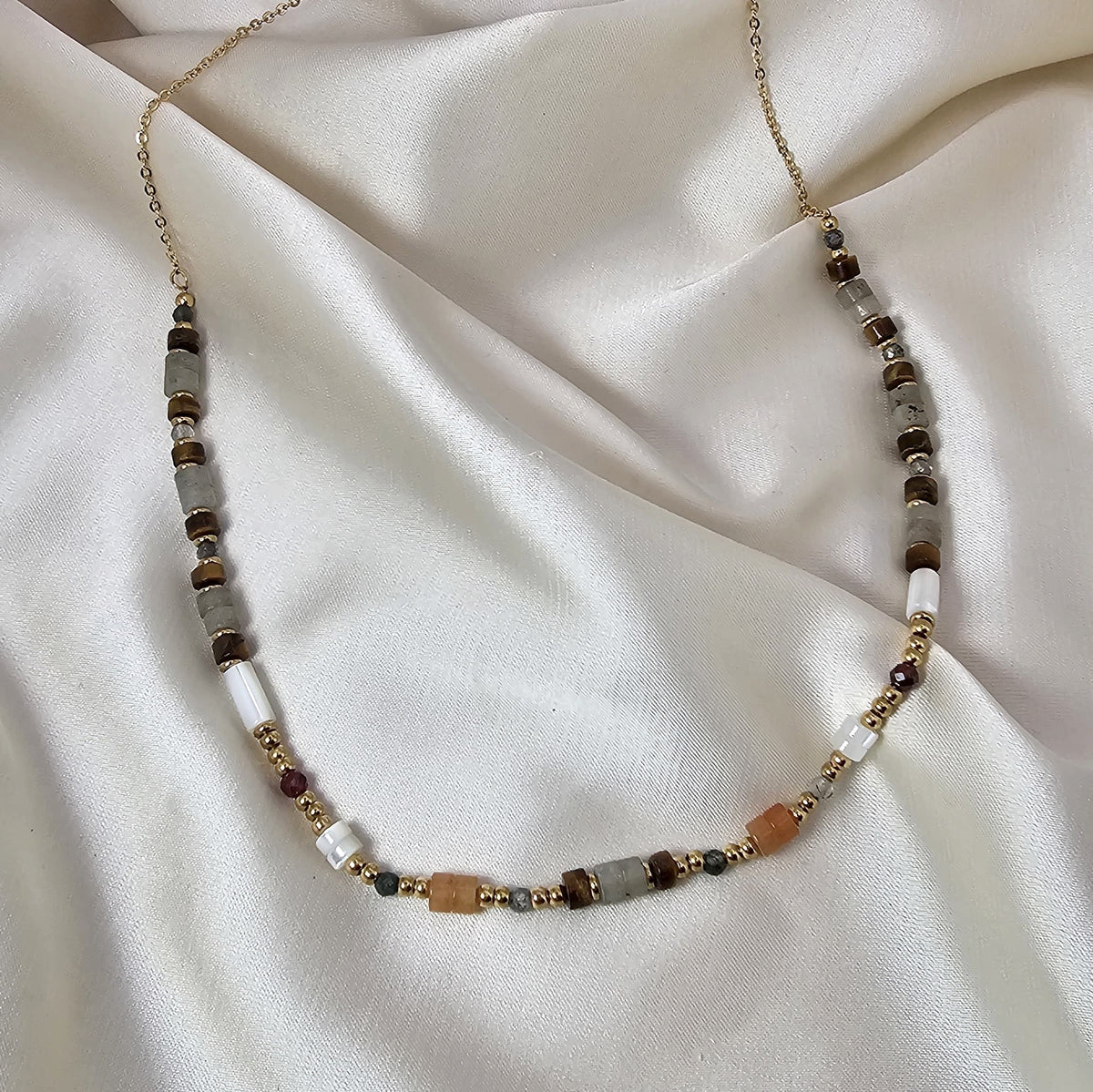 18k Gold Plated Stainless Steel Beaded Necklace