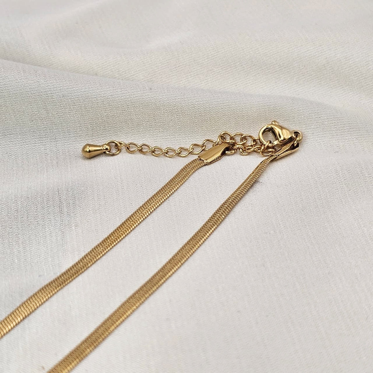 18k Gold Plated Stainless Steel Herringbone Chain Necklace