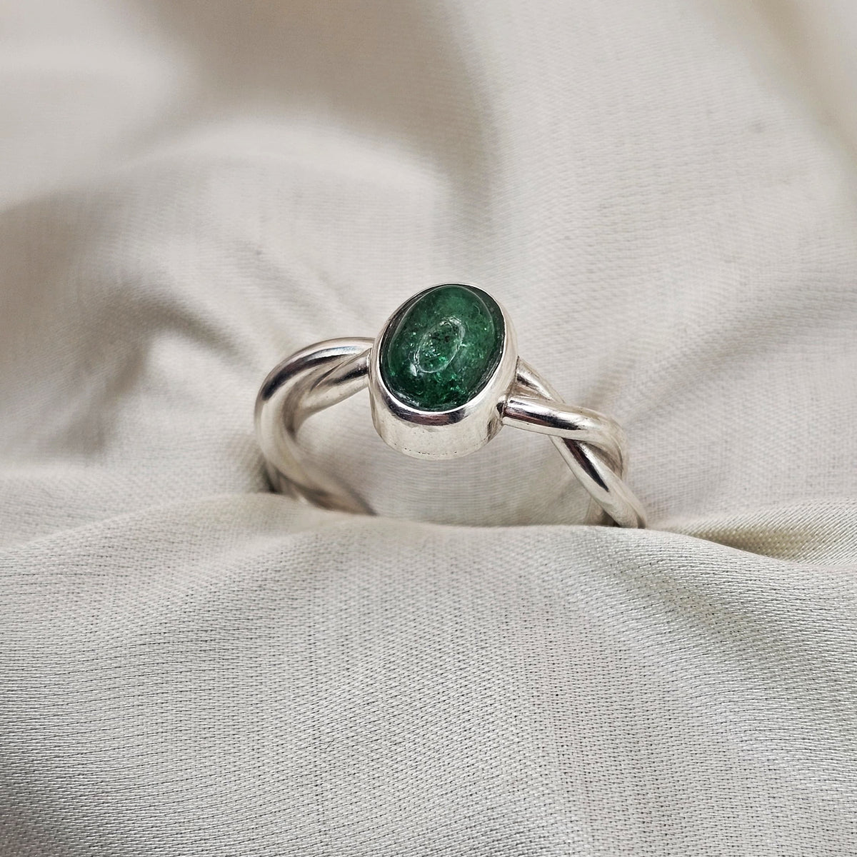 Emerald Twist Ring