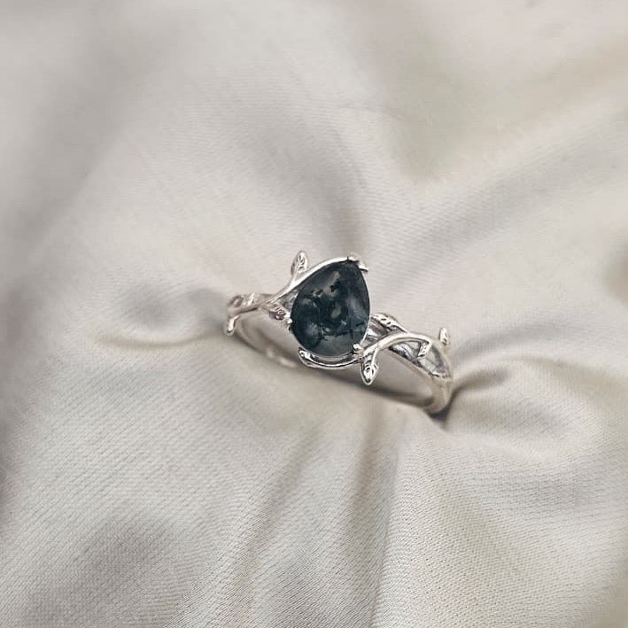 Moss Agate Ring Pair