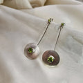 Peridot Textured Disc Drop Earrings