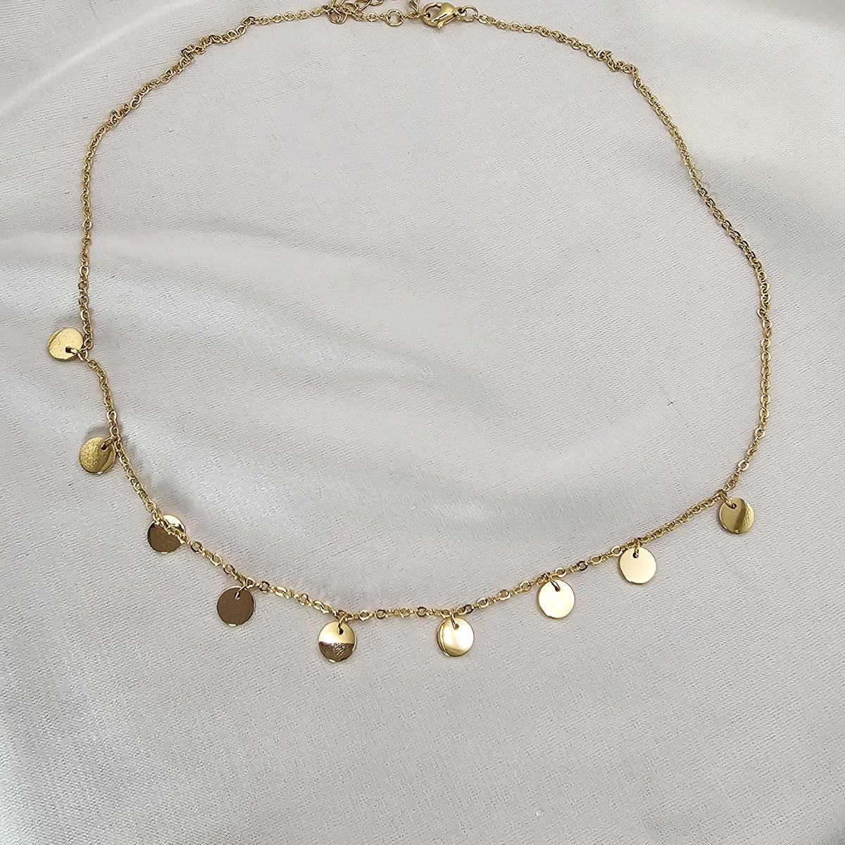 18k Gold Plated Stainless Steel Disc Charm Necklace