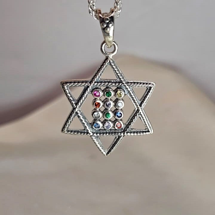 Star of David Pendant with Multicolour Cubic Zirconia