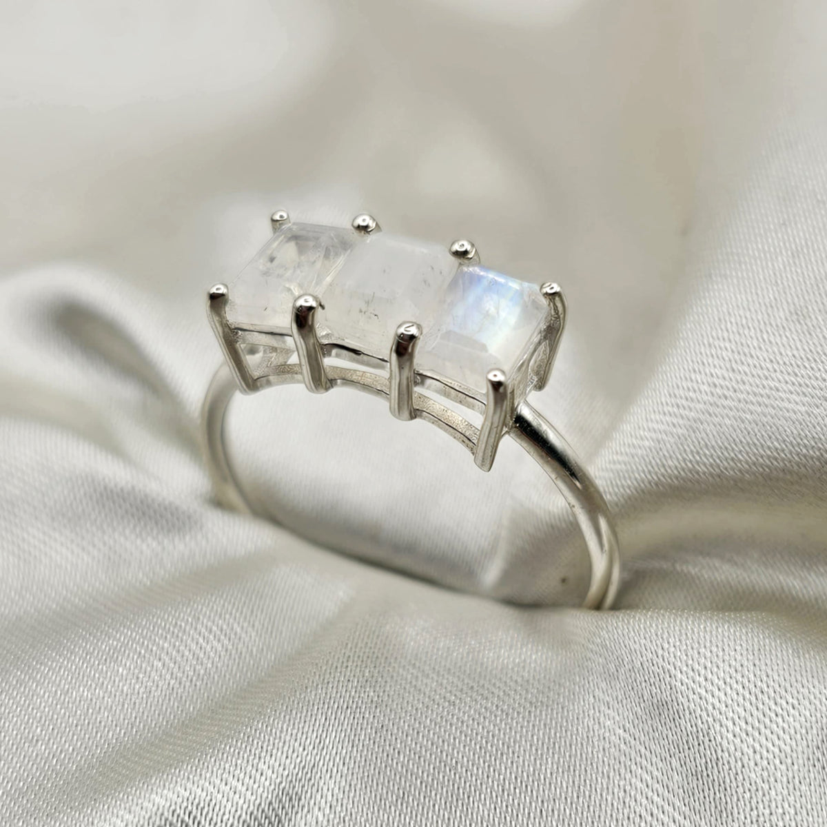 Three-Stone Moonstone Ring image 3
