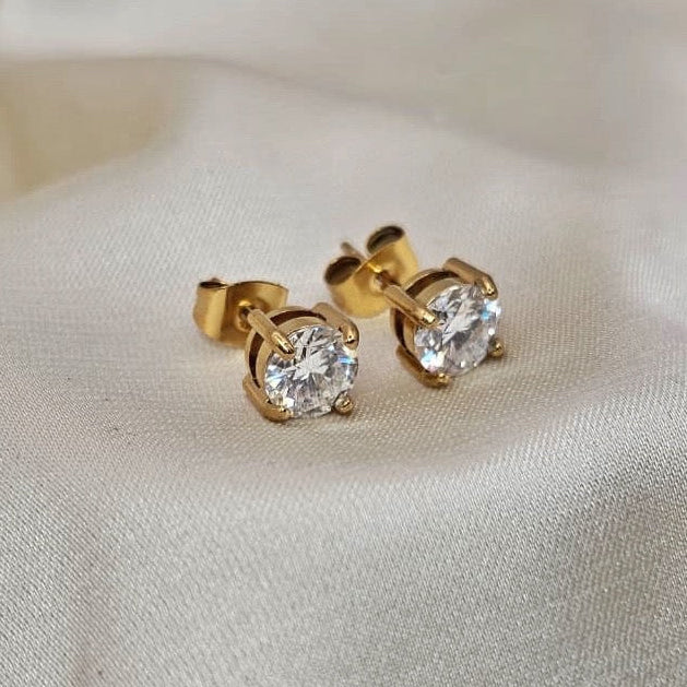 18k Gold Plated Stainless Steel Moissanite Stud Earrings
