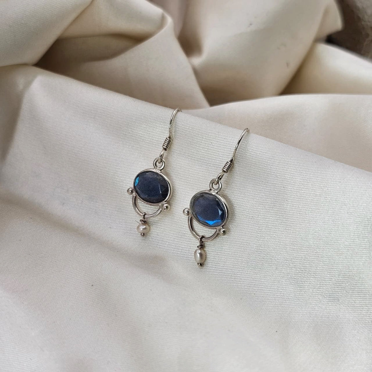 Labradorite & Freshwater Pearl Drop Earrings