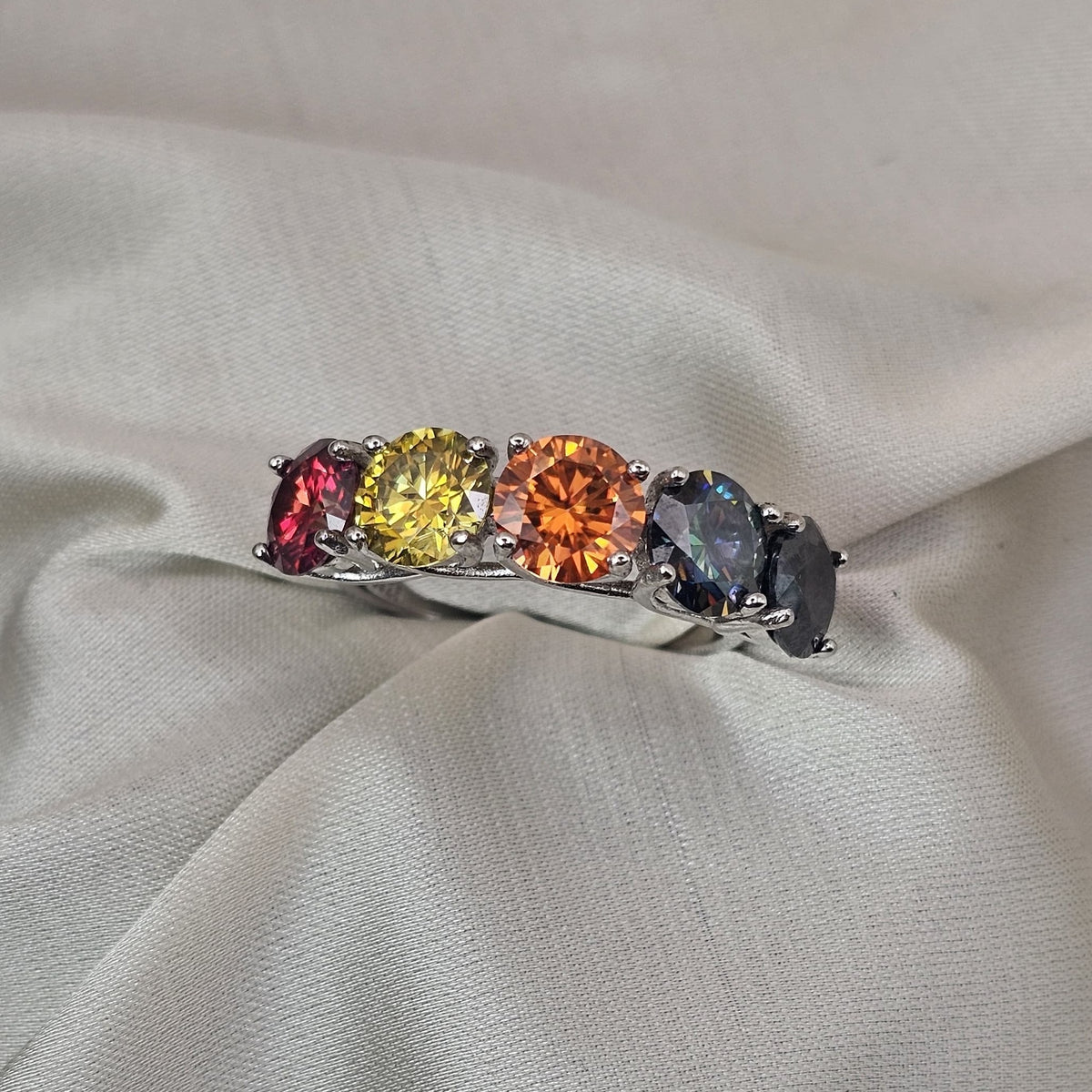 Multicolour Moissanite Ring