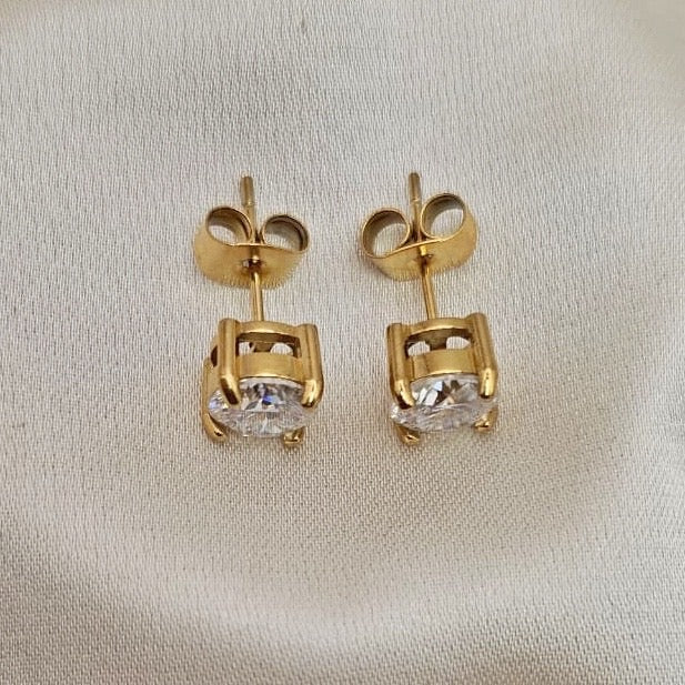 18k Gold Plated Stainless Steel Moissanite Stud Earrings
