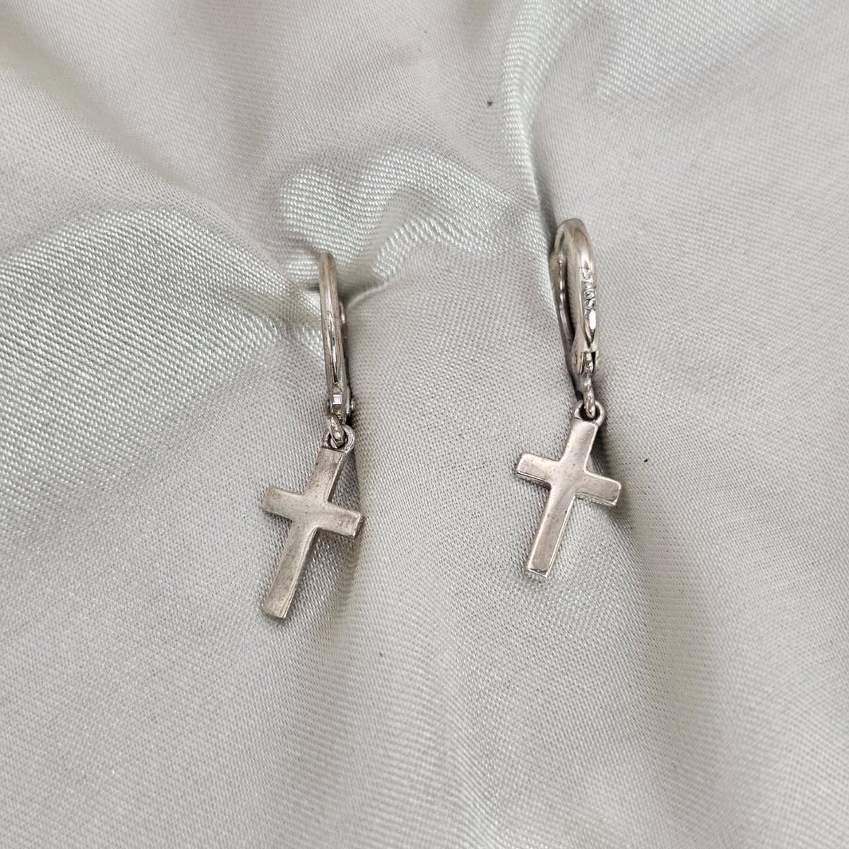 Cross Charm Hoop Earrings