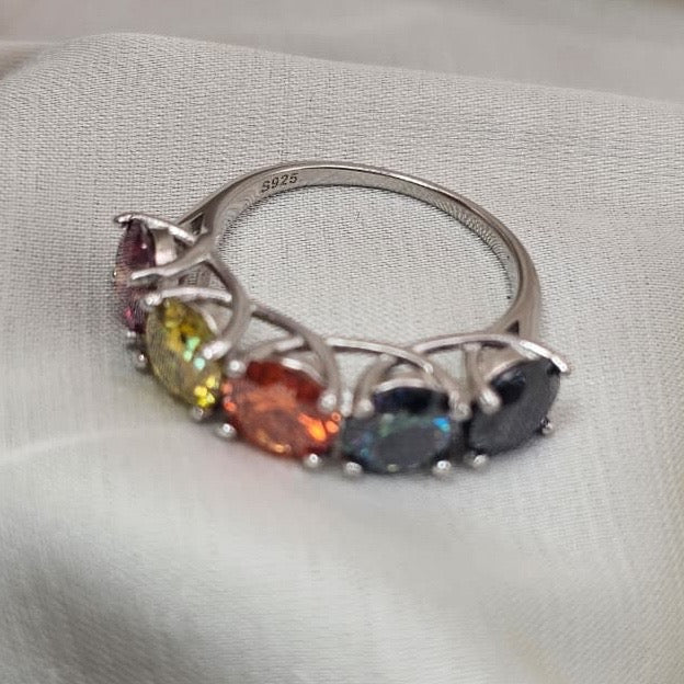 Multicolour Moissanite Ring