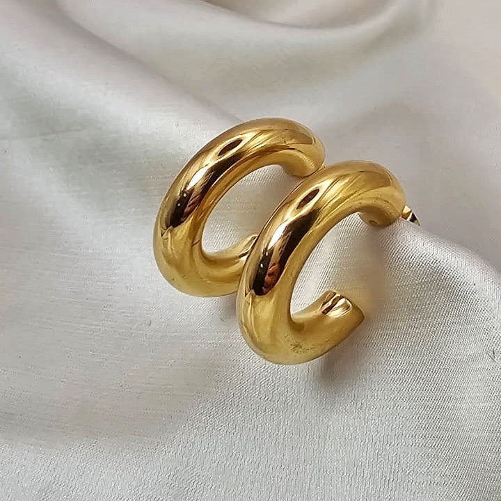 18k Gold Plated Stainless Steel Chunky Hoop Earrings