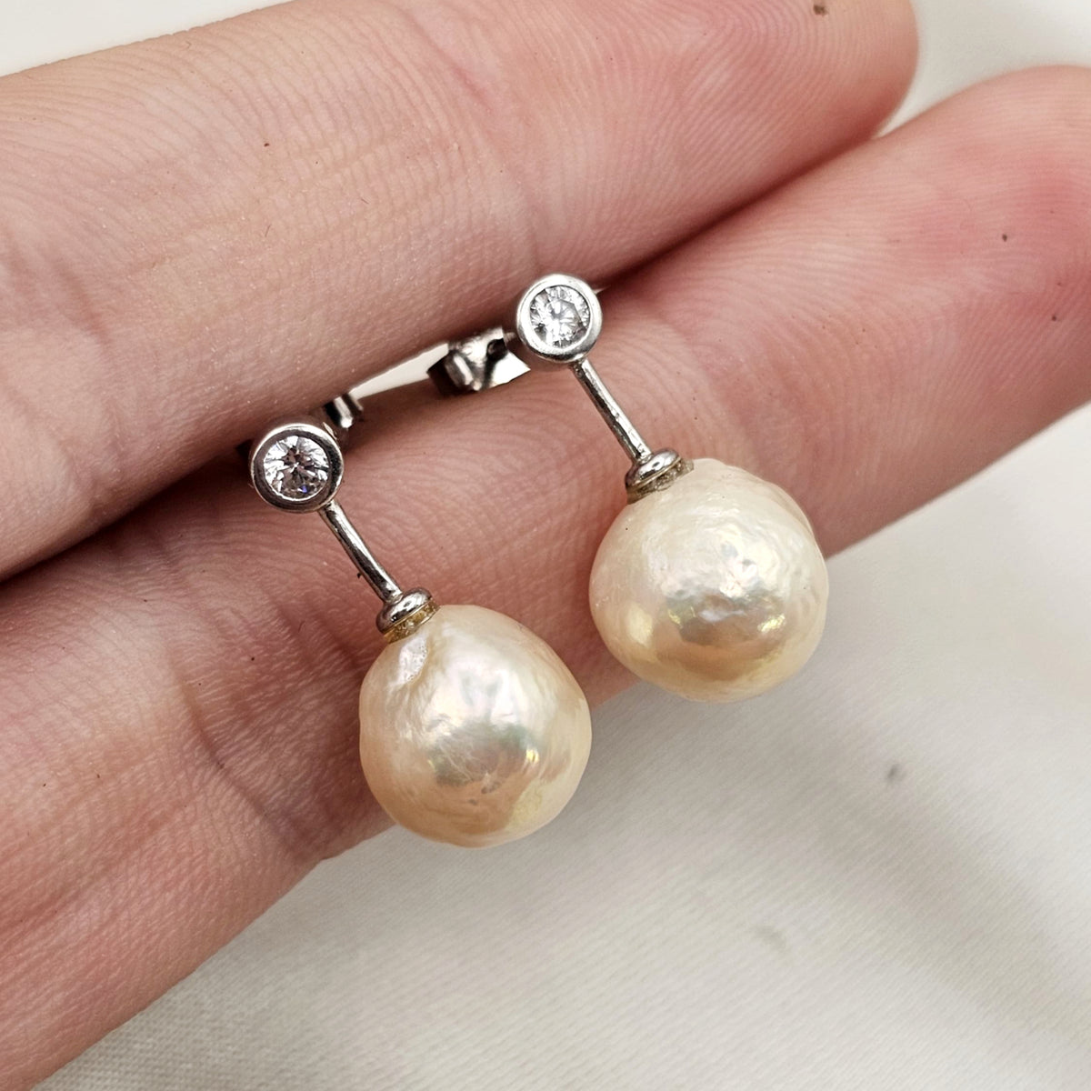 Baroque Pearl & Cubic Zirconia Earrings image 2
