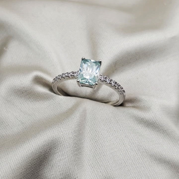 Light Blue Moissanite Ring