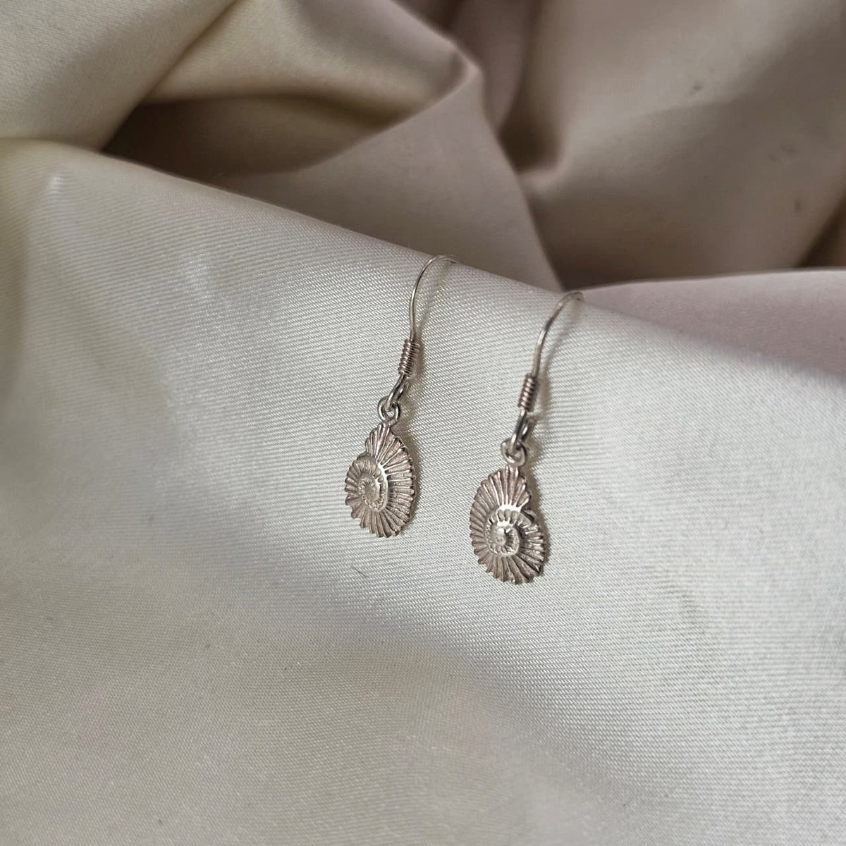 Ammonite Spiral Shell Drop Earrings