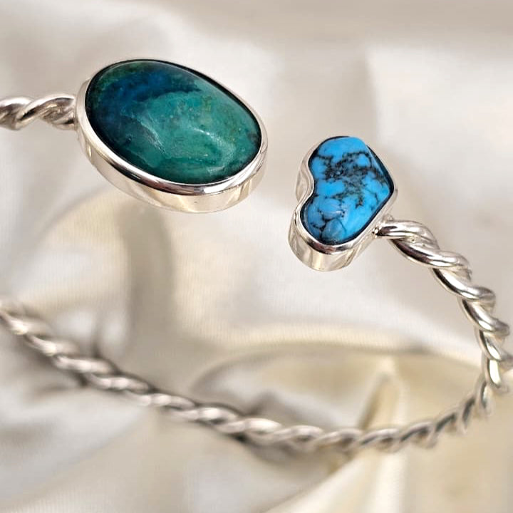 Adjustable Turquoise Twisted Cuff Bangle image 4
