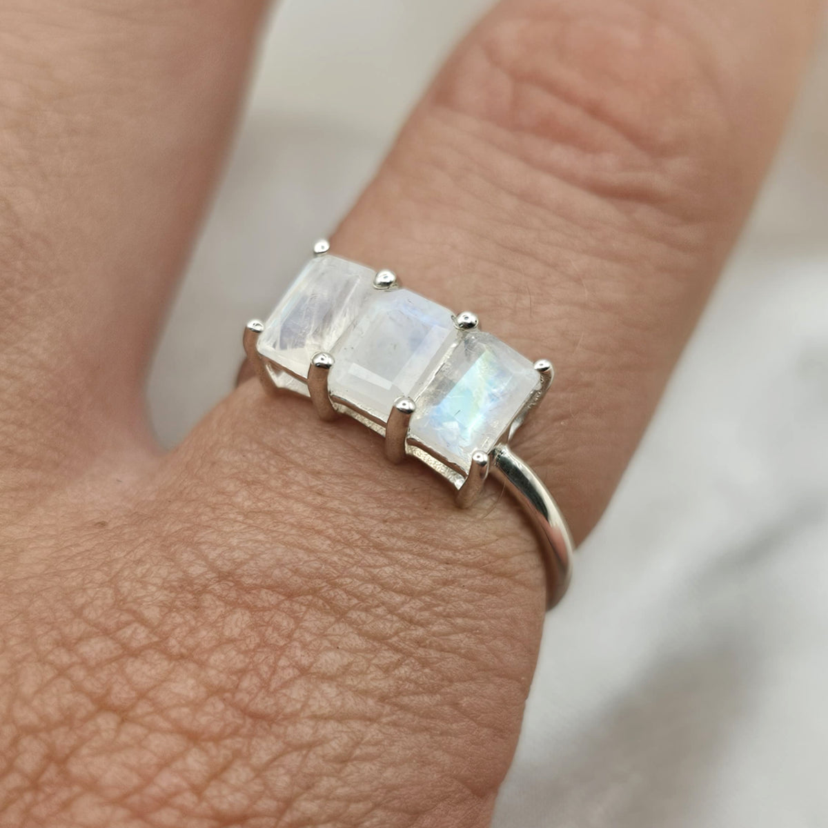Three-Stone Moonstone Ring image 2