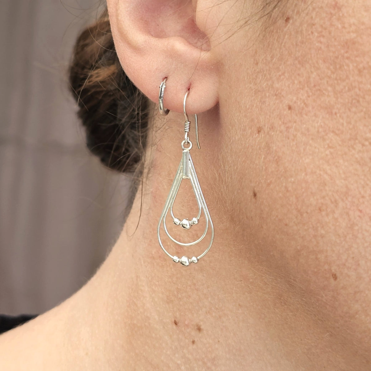 Layered Teardrop Bead Earrings image 1