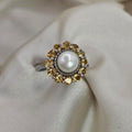 Pearl & Citrine Halo Ring image 0
