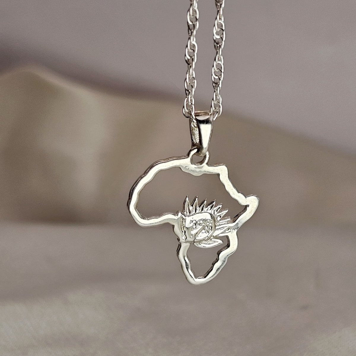 Protea Africa Outline Pendant