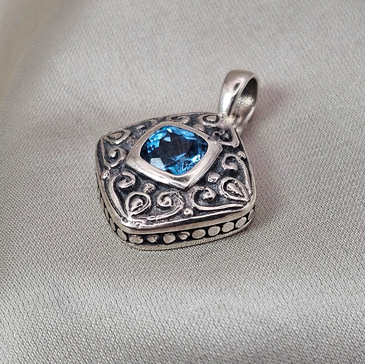 Blue Topaz Square Pendant
