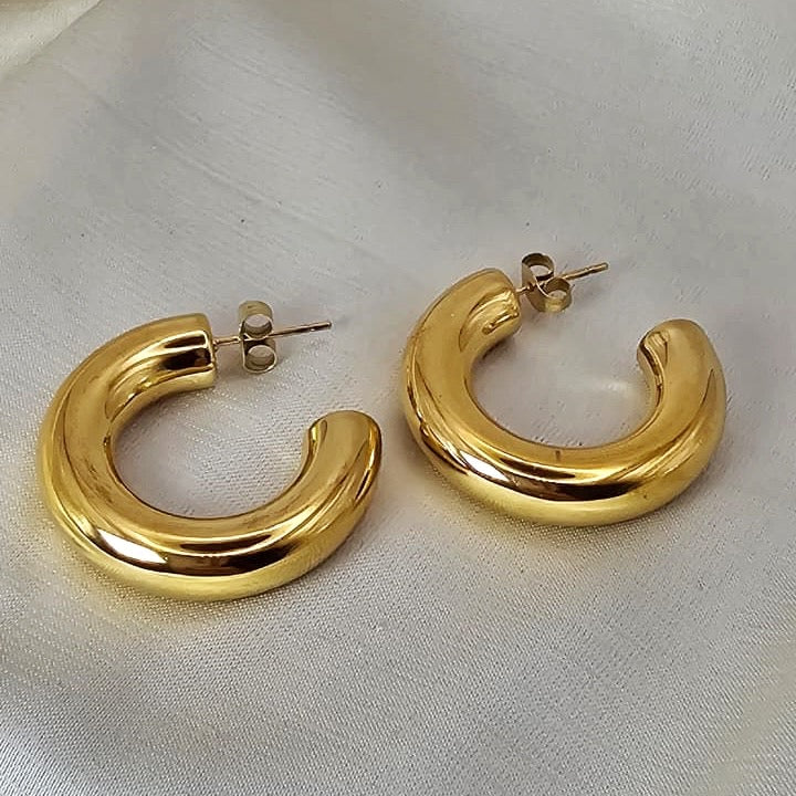 18k Gold Plated Stainless Steel Chunky Hoop Earrings