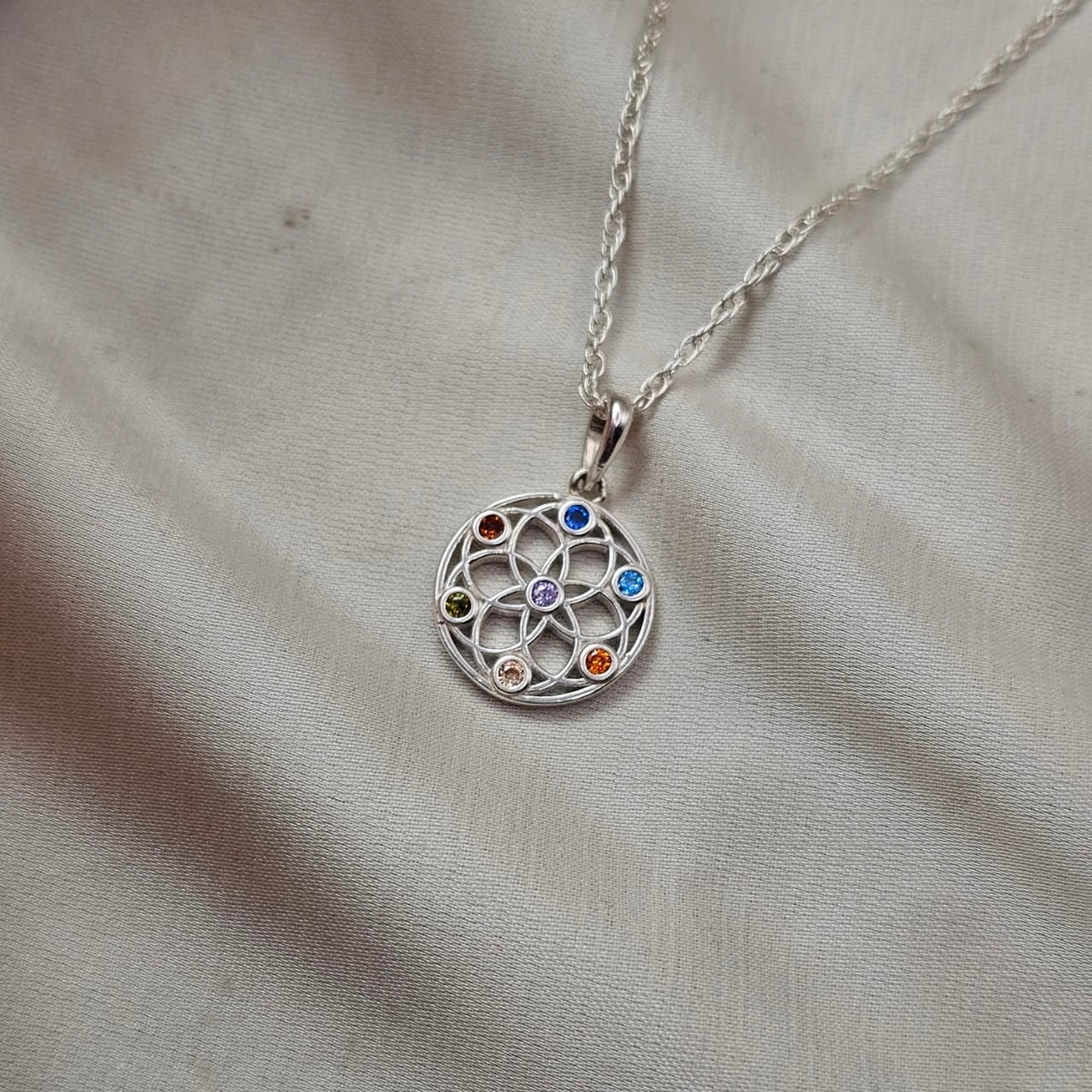 Multicolour Cubic Zirconia Mandala Pendant