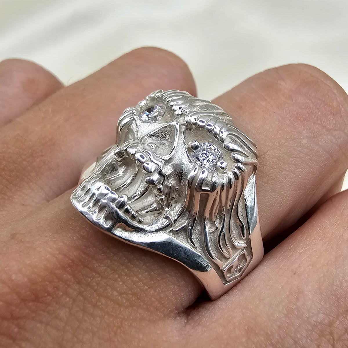 Flaming Skull Ring with Cubic Zirconia image 1