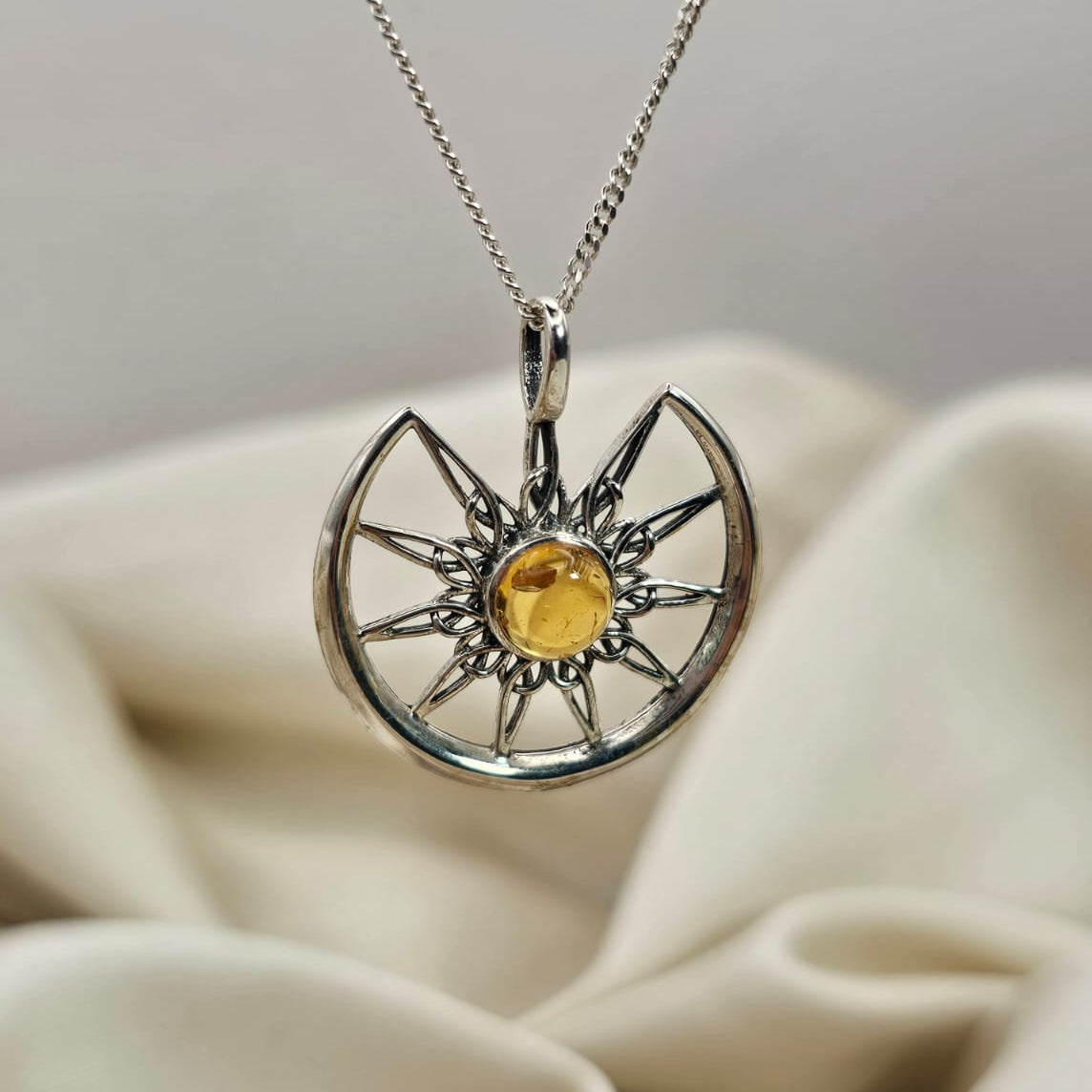 Sunburst Crescent Citrine Pendant image 2