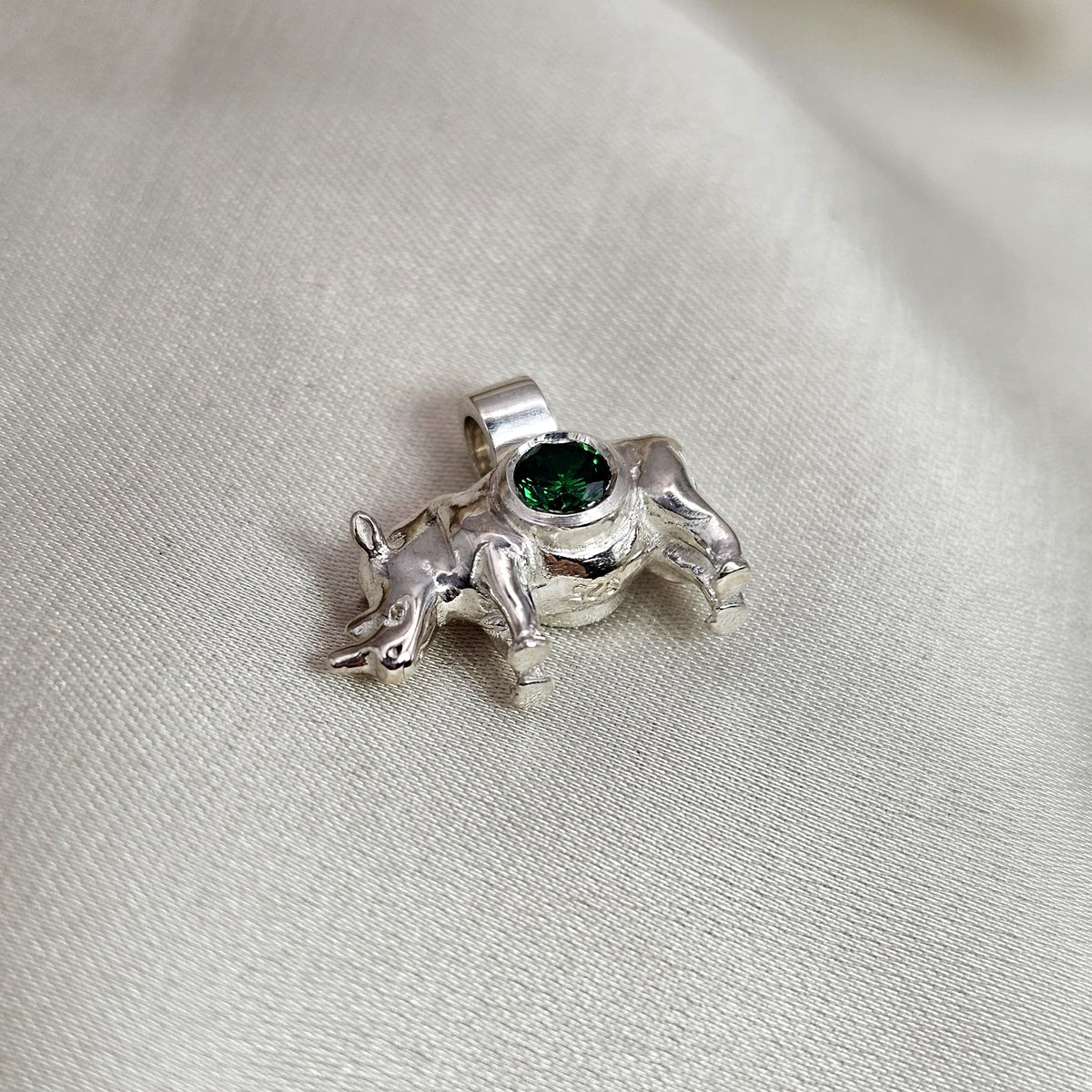 Solid Rhino Pendant with Gemstone image 7