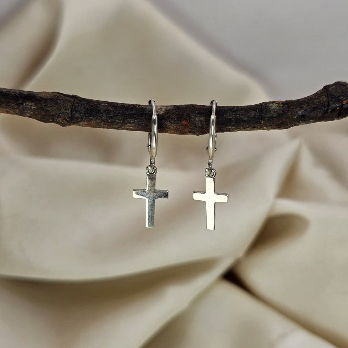 Cross Charm Hoop Earrings