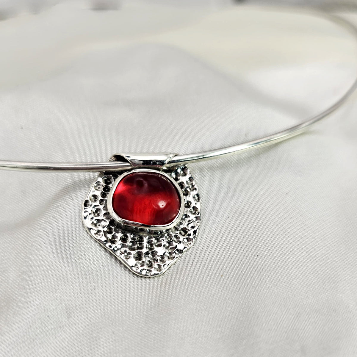 Hammered Red Sea Glass Pendant image 5
